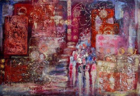People at  night, 50 x 70 cm