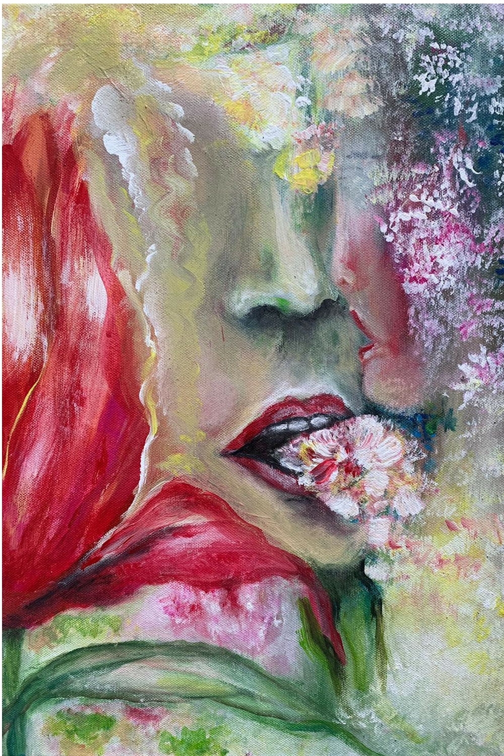 Tulpenfrau II, Acryl 50 x 50 cm