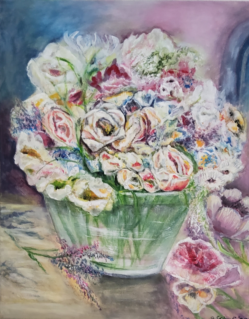 Frühlingsstrauss, Acryl auf 50 x 40 cm Leinwand