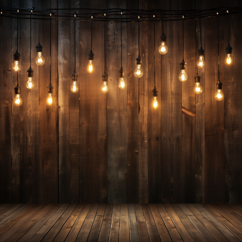 Hintergrund "Holz mit Lichterkette"