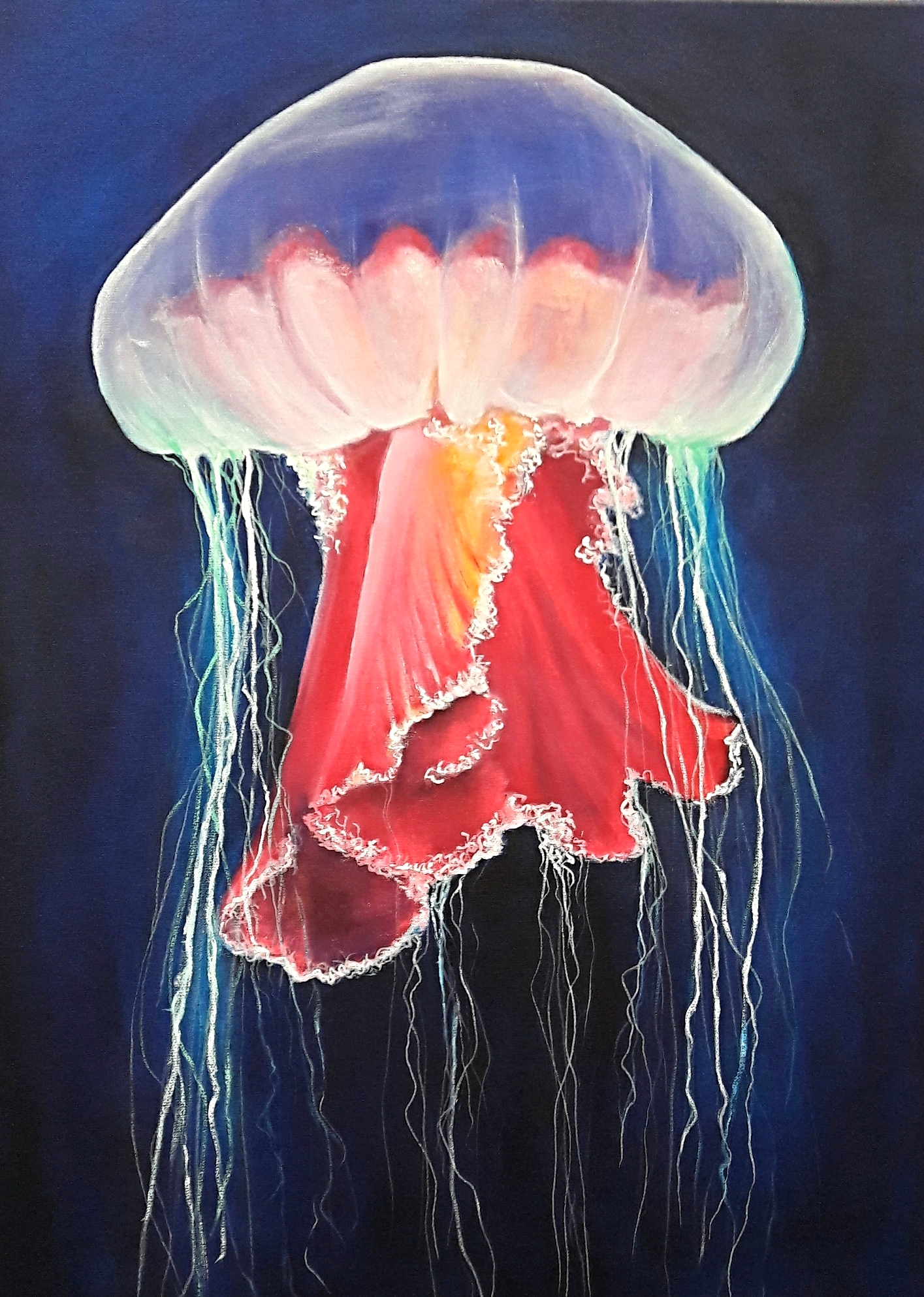 --- VERKAUFT--- Tiefseequalle / 80 x 60 cm / Mischtechnik auf Leinwand / 2017