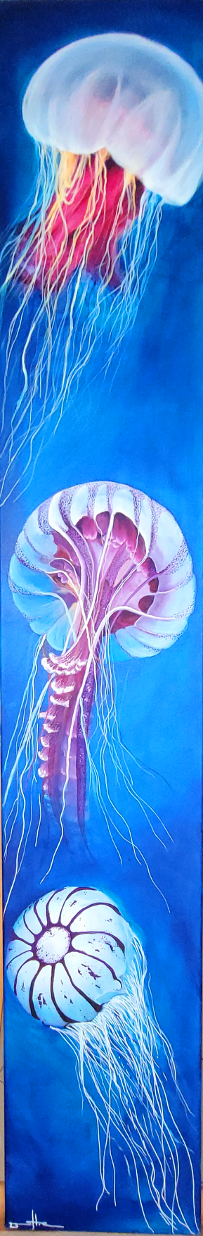 --- VERKAUFT--- Tanz der Medusen / 180 x 30 cm/ Mischtechnik auf Leinwand / 2023