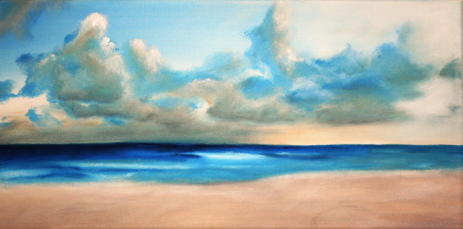 ---VERKAUFT--- Clouds / 60 x 30 cm / Gouache auf Leinwand / 2016