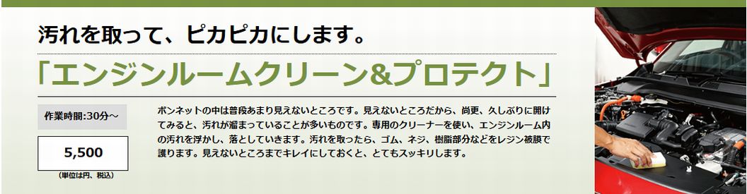 エンジンルームクリーン＆プロテクト