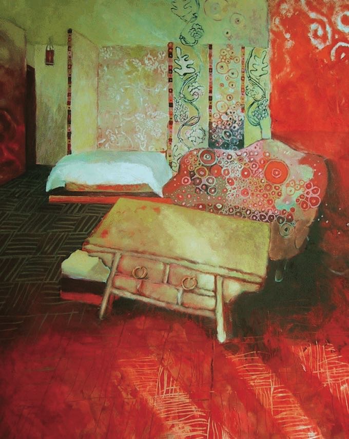 Salon rouge -2002  100X100 cm 