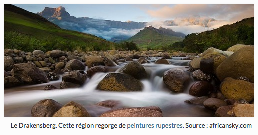 Le Drakensberg. région regorge de peintures rupestres. source africansky.com