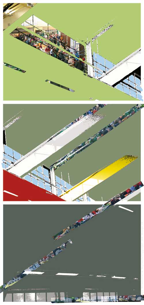 Titel: Rotmainhalle, Fotografie, Collage, DigitalArt, 44 x 93,5 cm, Serie 3 von 4 (2008)