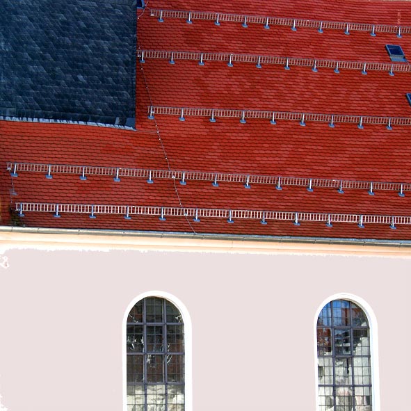 „Nur für kurze Zeit.“ Seitenansicht Spitalkirche nach Abriss des alten Sparkassengebäudes, Baustelle Buchhandlung Hugendubel