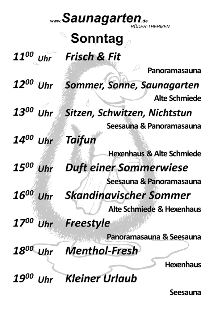 Aufgüsse im Saunagarten Mainaschaff Mainparksee
