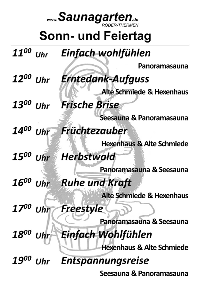 Aufgüsse im Saunagarten Mainaschaff Mainparksee