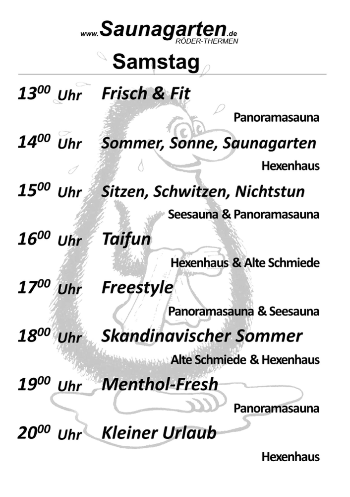 Aufgüsse im Saunagarten Mainaschaff Mainparksee