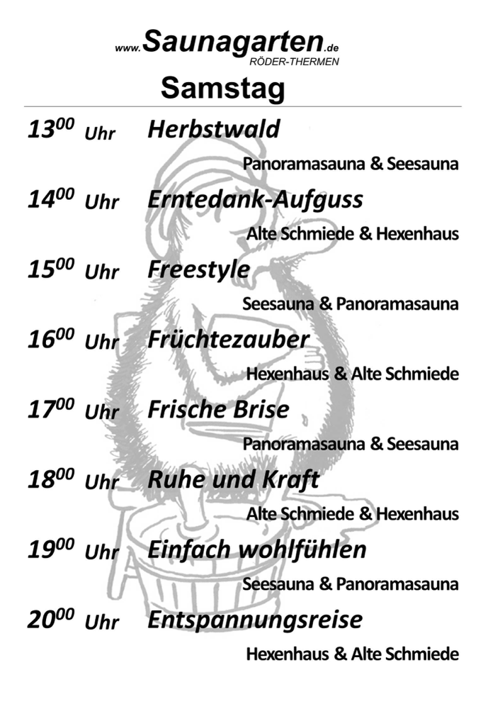 Aufgüsse im Saunagarten Mainaschaff Mainparksee