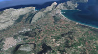 Vista aérea de la zona de Pollença. Imagen de Google Maps.