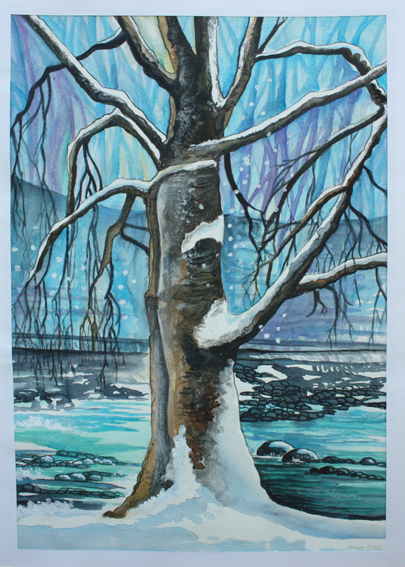 Hêtre, Bord de l'Arve, aquarelle 2010