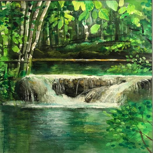 Cascade de la Cuisance, aquarelle 2020
