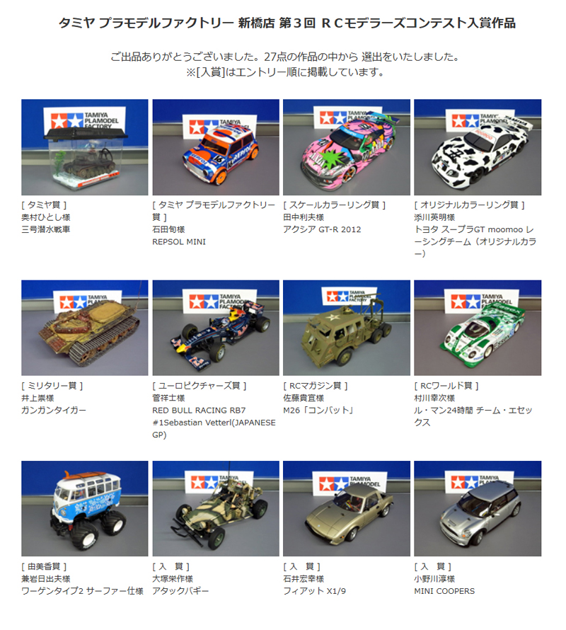 2012 第3回 RCモデラーズコンテスト入賞作品 - タミヤ プラモデル 