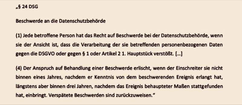 Die einjährige Frist zur Einbringung einer Datenschutzbeschwerde in Österreich ist keine unzulässige Beschränkung des Beschwerderechts - Entscheidung des BVwG