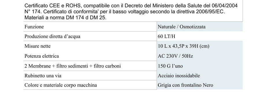 depuratore ad osmosi inversa