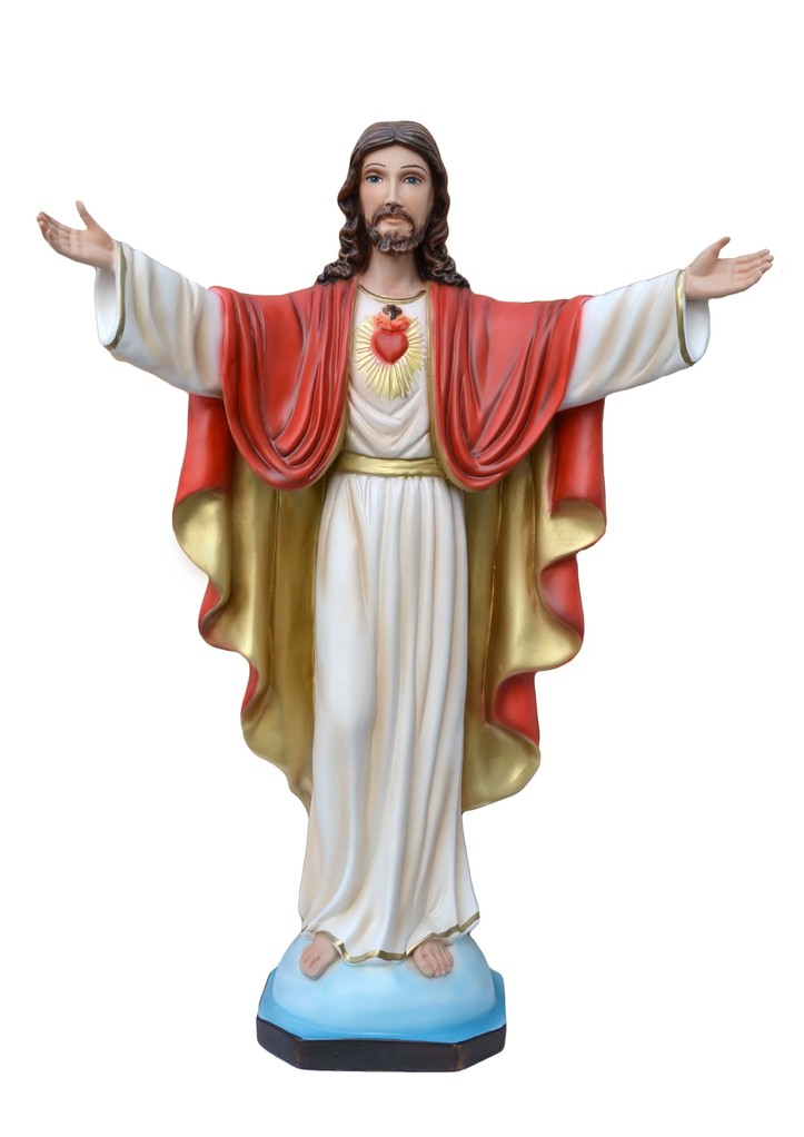 Statua Sacro Cuore Di Gesu Braccia Aperte Resina Spedizione Gratis