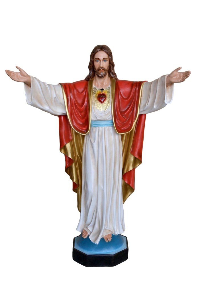 Statua Sacro Cuore Di Gesu Braccia Aperte Cm 200 Vetroresina
