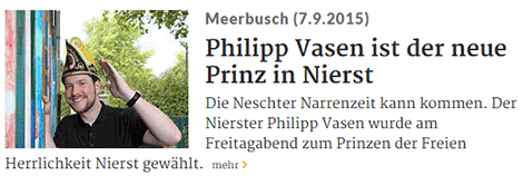 Prinzenwahl Rheinische Post 07.09.2015