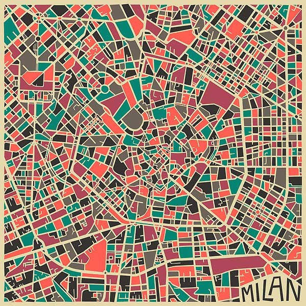 карта Милана