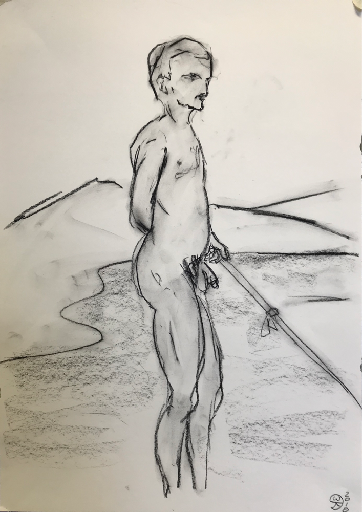 .........., Chalk lead on card board / 59,7 x 42 cm