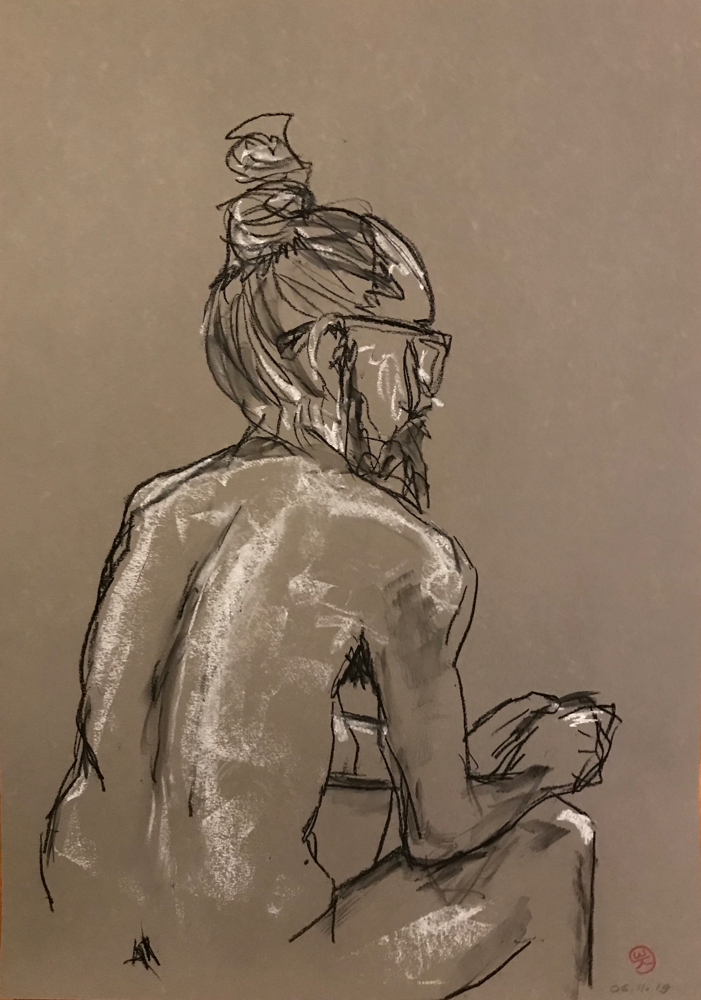 Yoga , Charcoal on paper / 59,4 x 42 cm / 2019 / 142