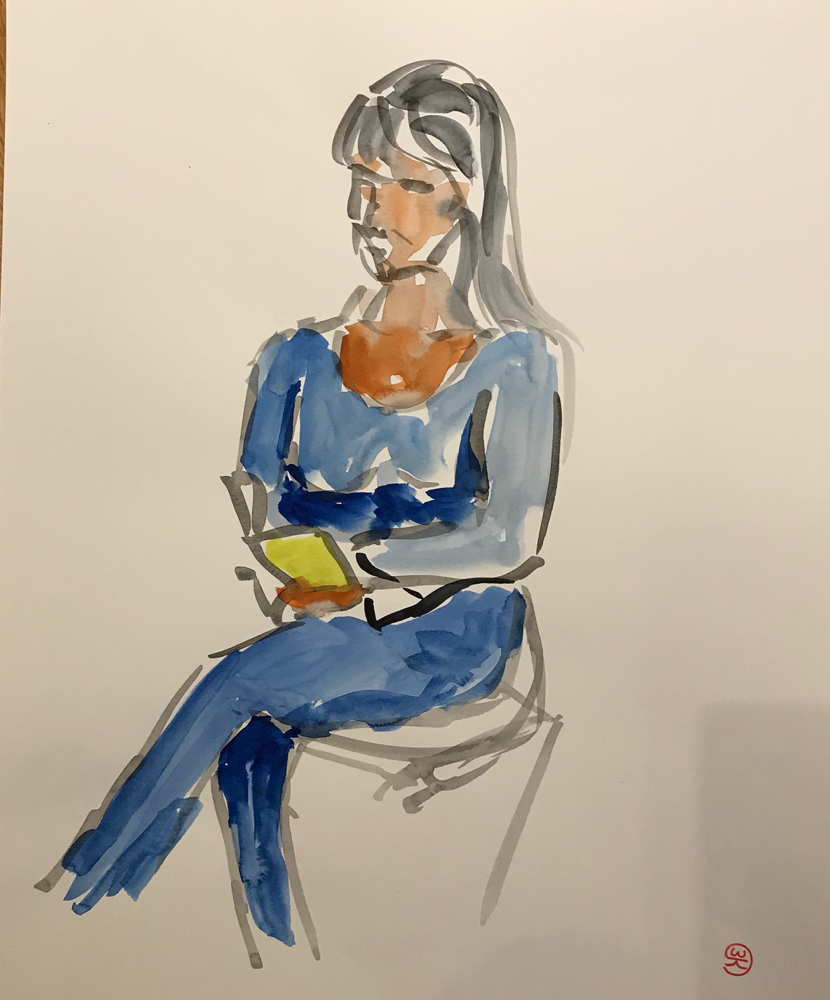 Reading , watercolor on paper / 50 x 40 cm / 2019 / 37