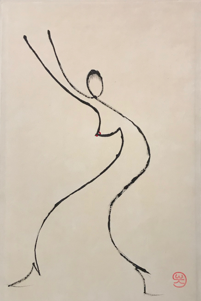 Dance with me, indian ink on velour paper, 29,7 x 21 cm, 2019, 164