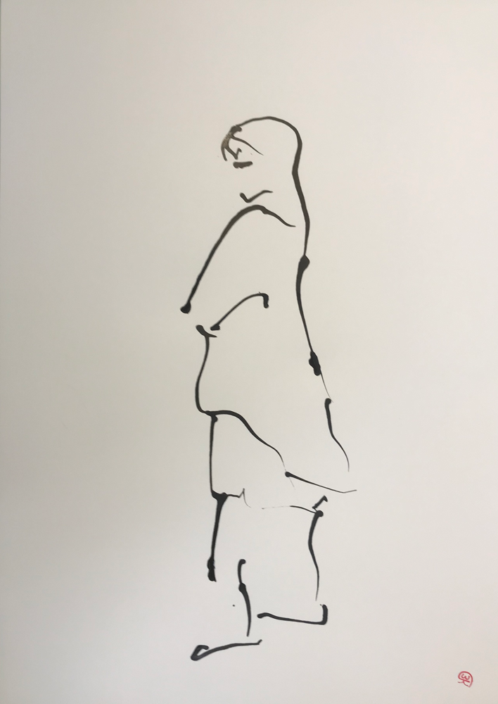 Waiting for  IV ... , Ink on paper / 55 x 47 cm / 2019 , 11