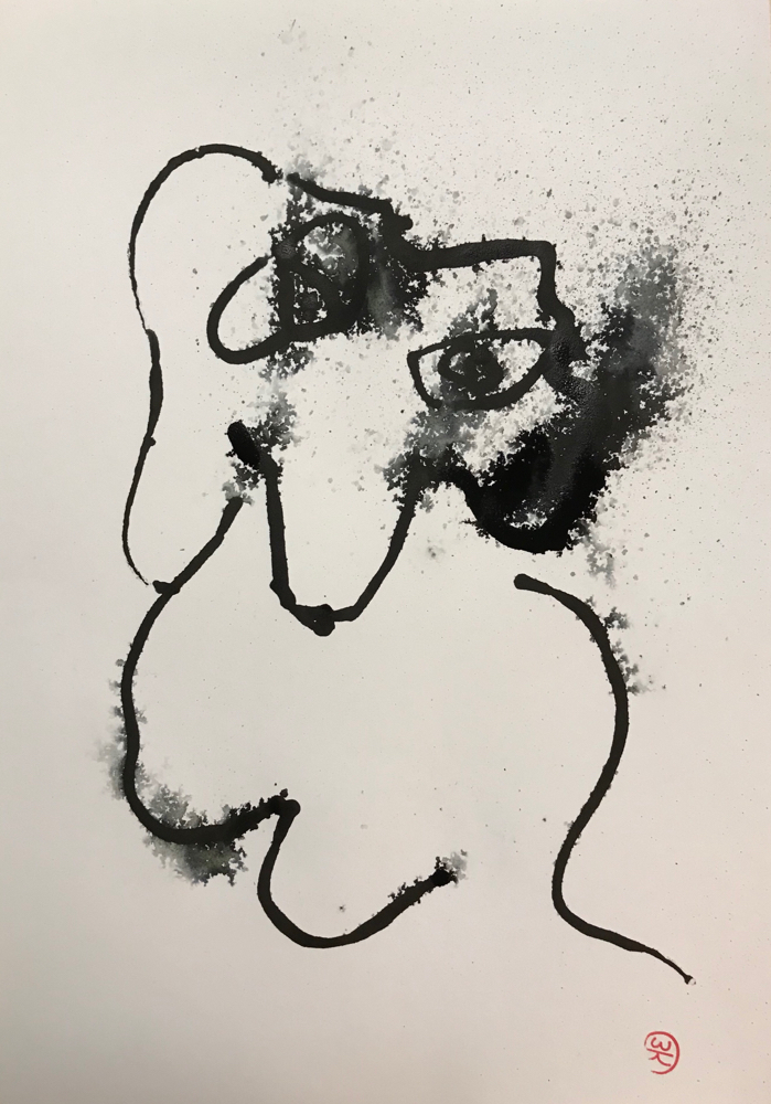 Her Dog, ink on paper, 41 x 29 cm, 2020, 50