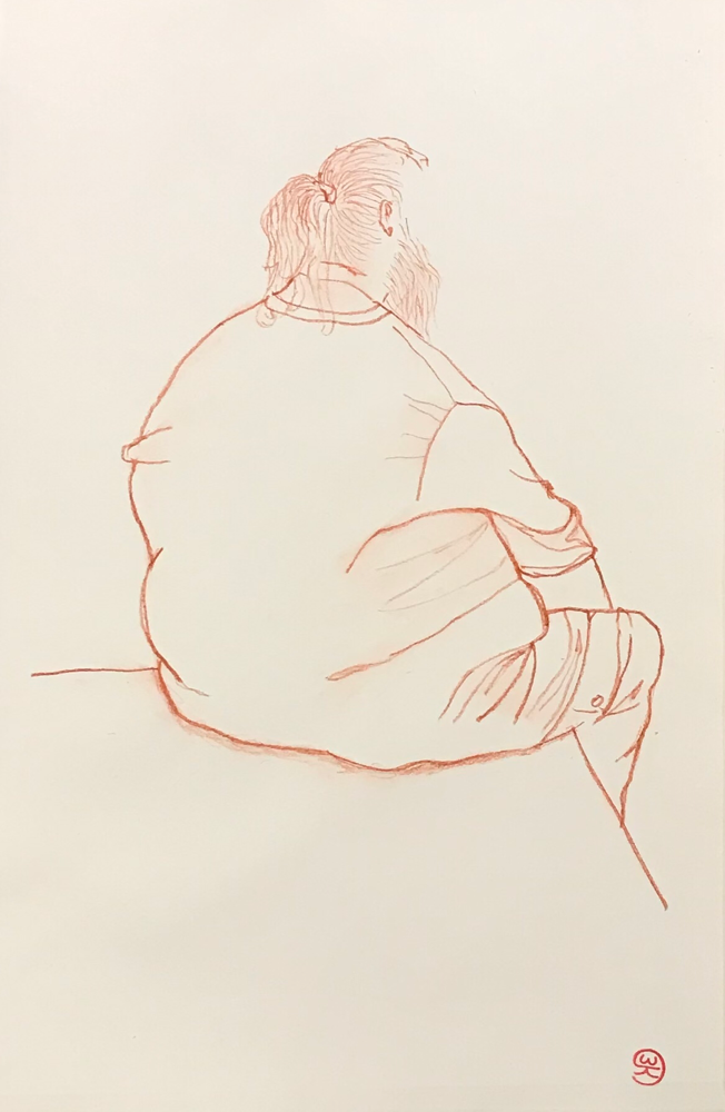 Relaxing / Red chalk on paper / 50 x 35 cm / 2019 / 109