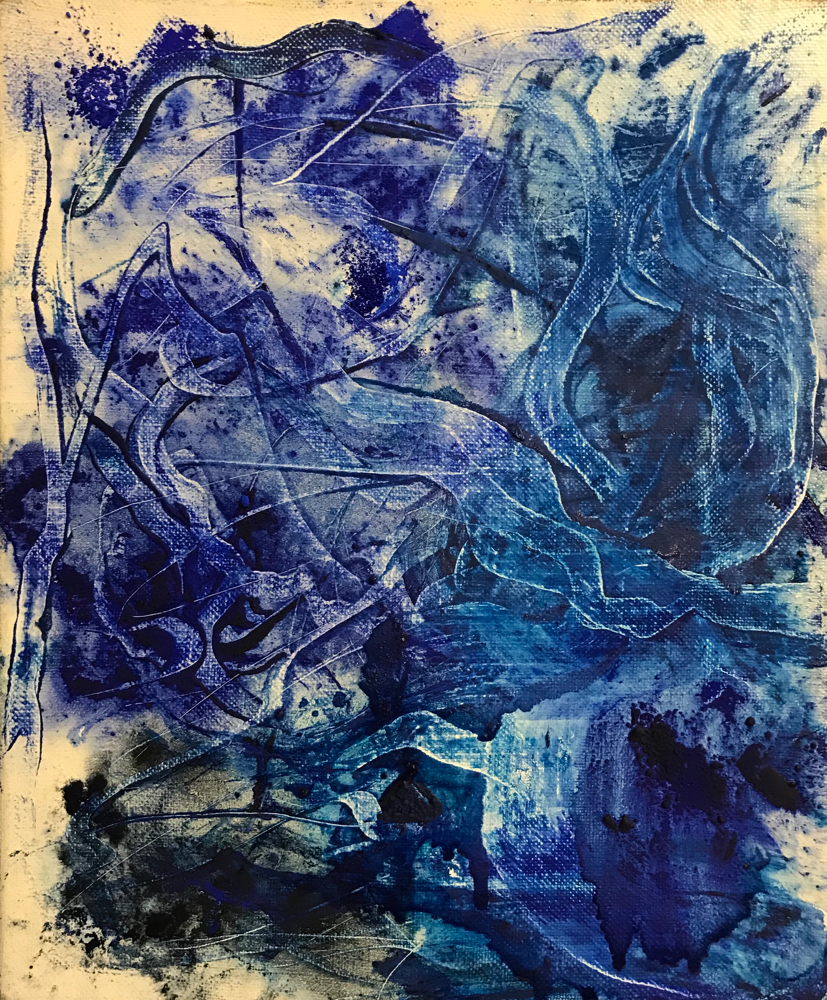 The blue source, mixed media on canvas, 30 x 25 cm, 2020, 14