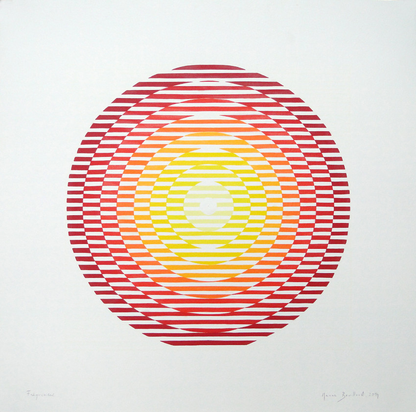 Marine Bouilloud, Fréquences, 2014. Acrylique extra-fine sur papier Montval 400 grammes, 50 x 50 cm.