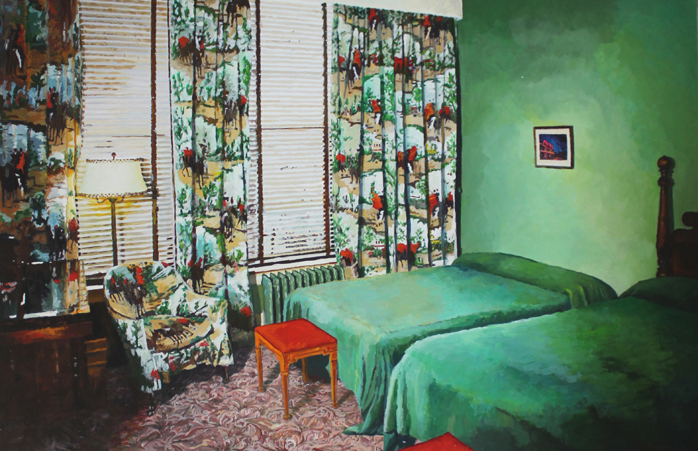 Julie Giraud, La Chambre verte, peinture acrylique sur papier Fabriano, 90 x 59 cm