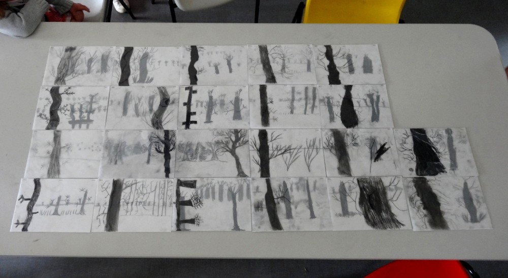 Centre de loisirs d'Iffendic - atelier dessin à la pierre noire