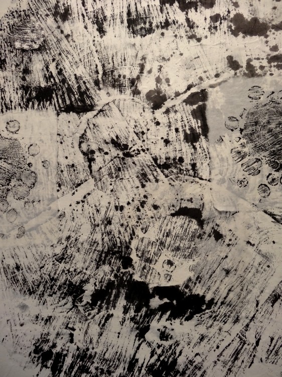 Vue de l'exposition Cécile White, Empreinte carbone. Détail de "Générations".