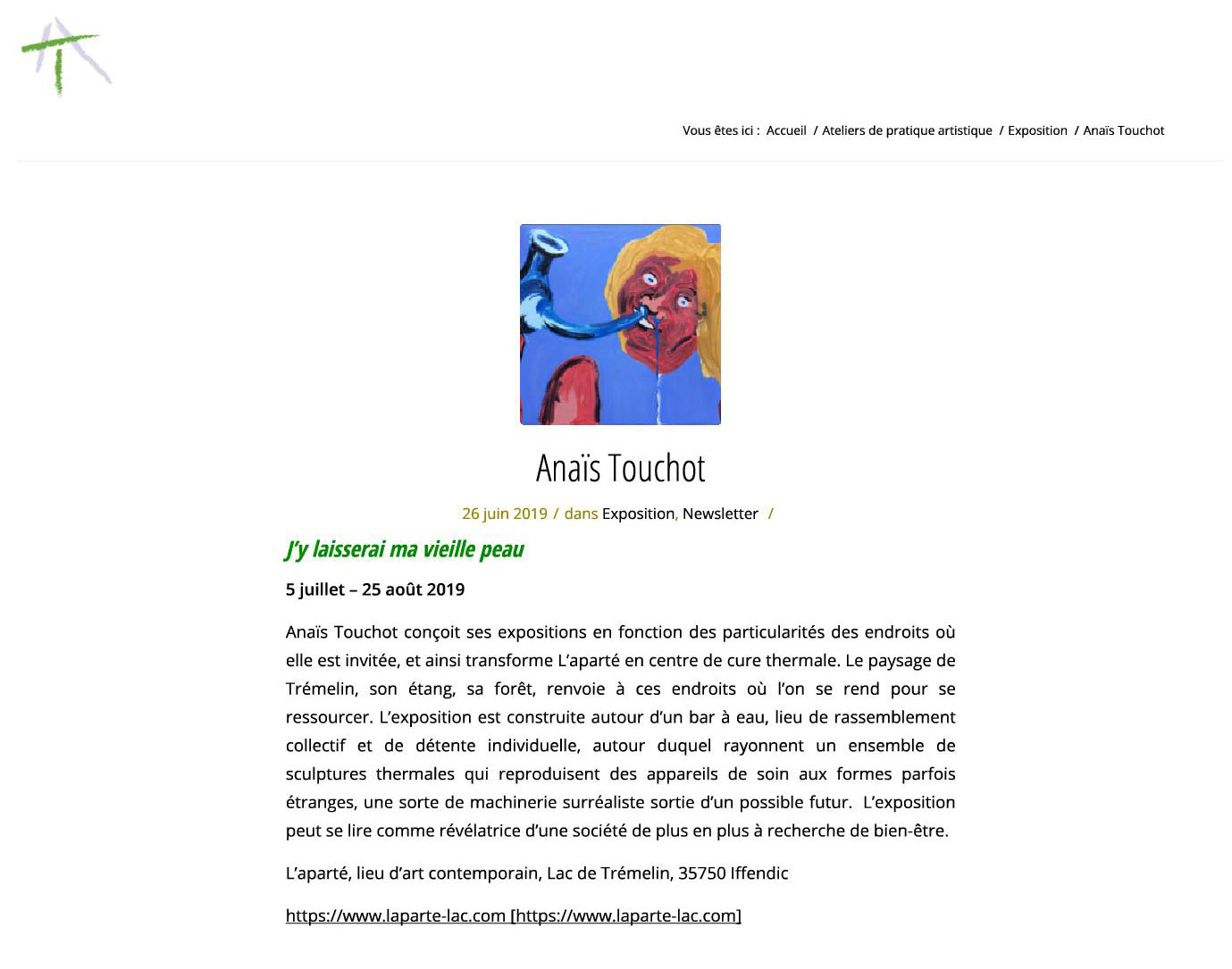 Annonce sur le site Atelier du Thabor