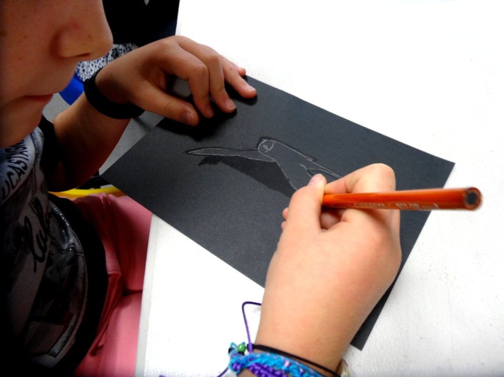 Atelier dessin - classe de CE2 de l'école élémentaire publique, Bédée