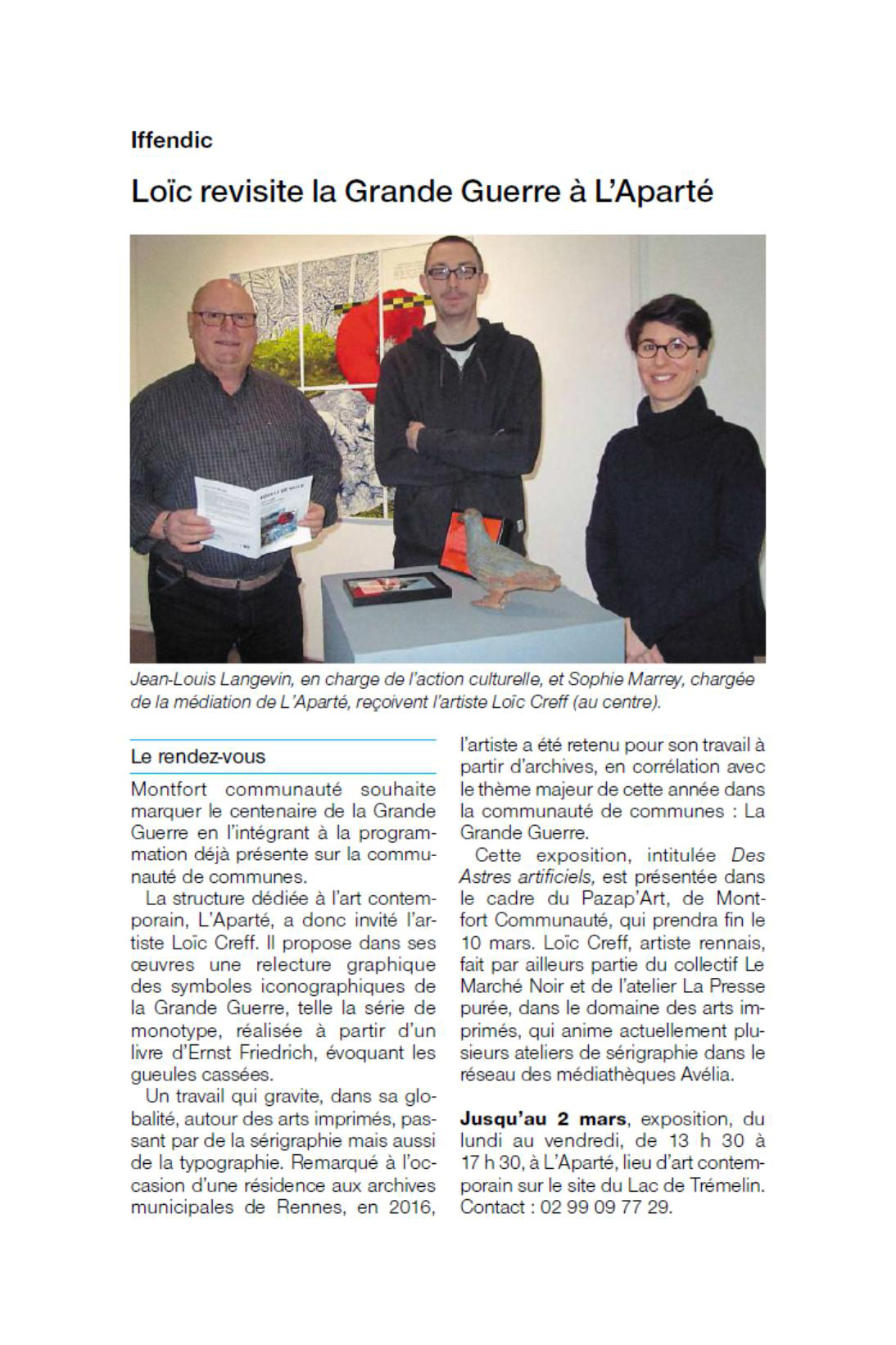 Article Ouest-France du 25.01.18