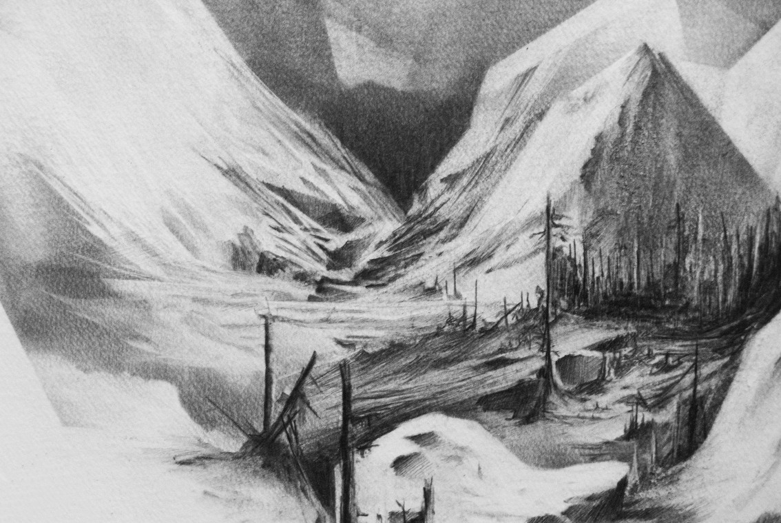 Angélique Lecaille, La chambre au loup (détails), 2014. Dessin à la mine de plomb sur papier montval, 60 cm de diamètre.