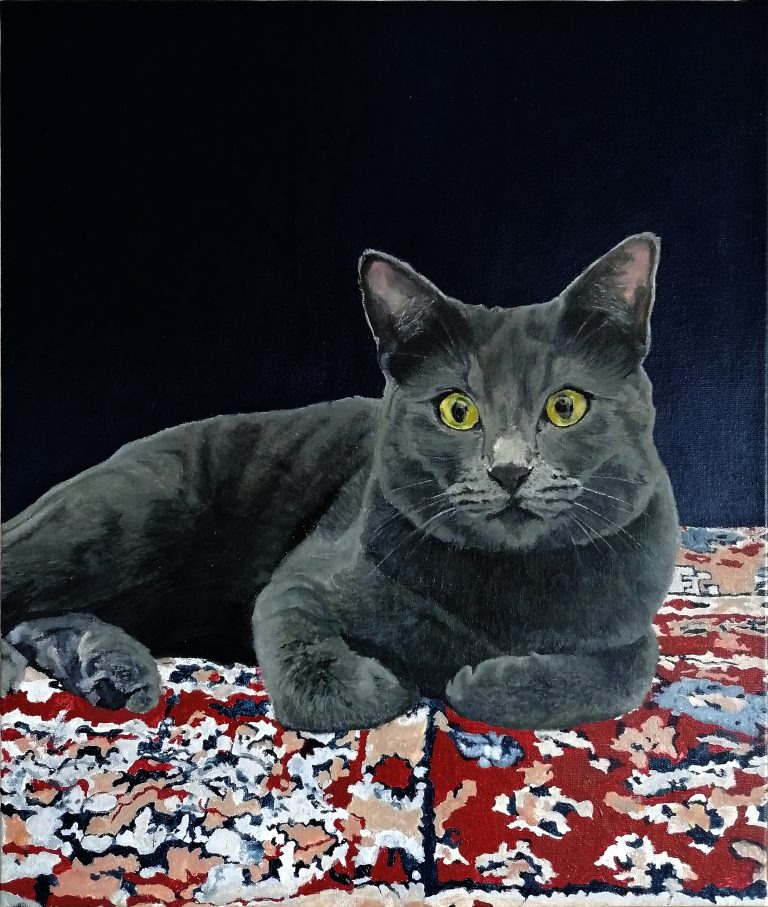 Fabien Gilles, Scarlett ou la fidélité, 2020. Acrylique sur toile encadrée, 51 cm x 60 cm.