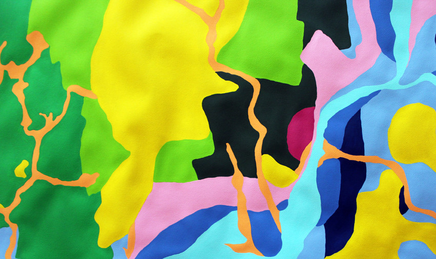 François Feutrie, Fiction souterraine (détail), 2015. Peinture acrylique sur papier Arches 300g, 2 x 1 m