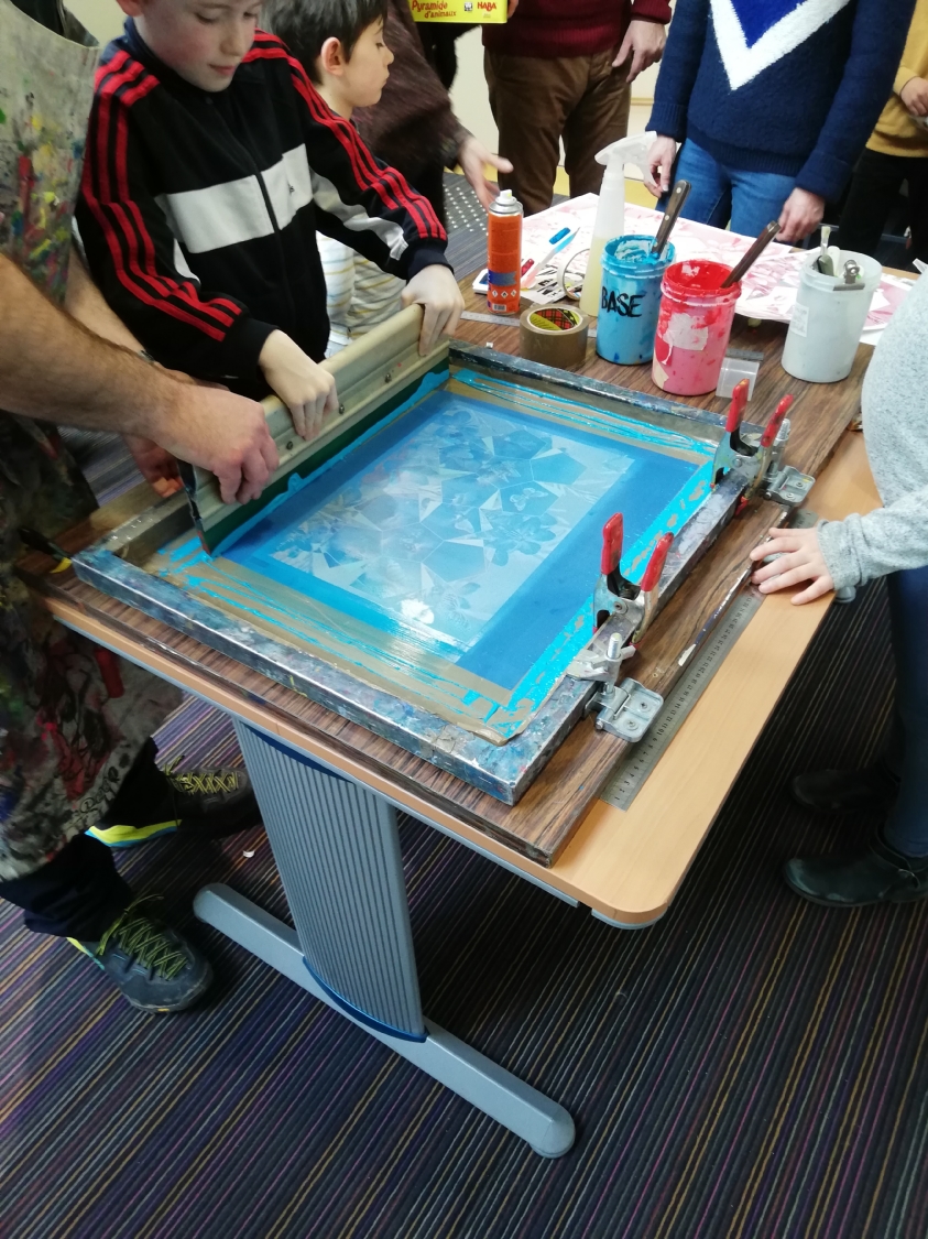 Atelier sérigraphie " La boîte à papillons" avec l'artiste Julien Duporté