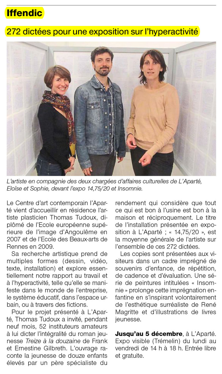 Ouest-France  - 18 octobre 2014