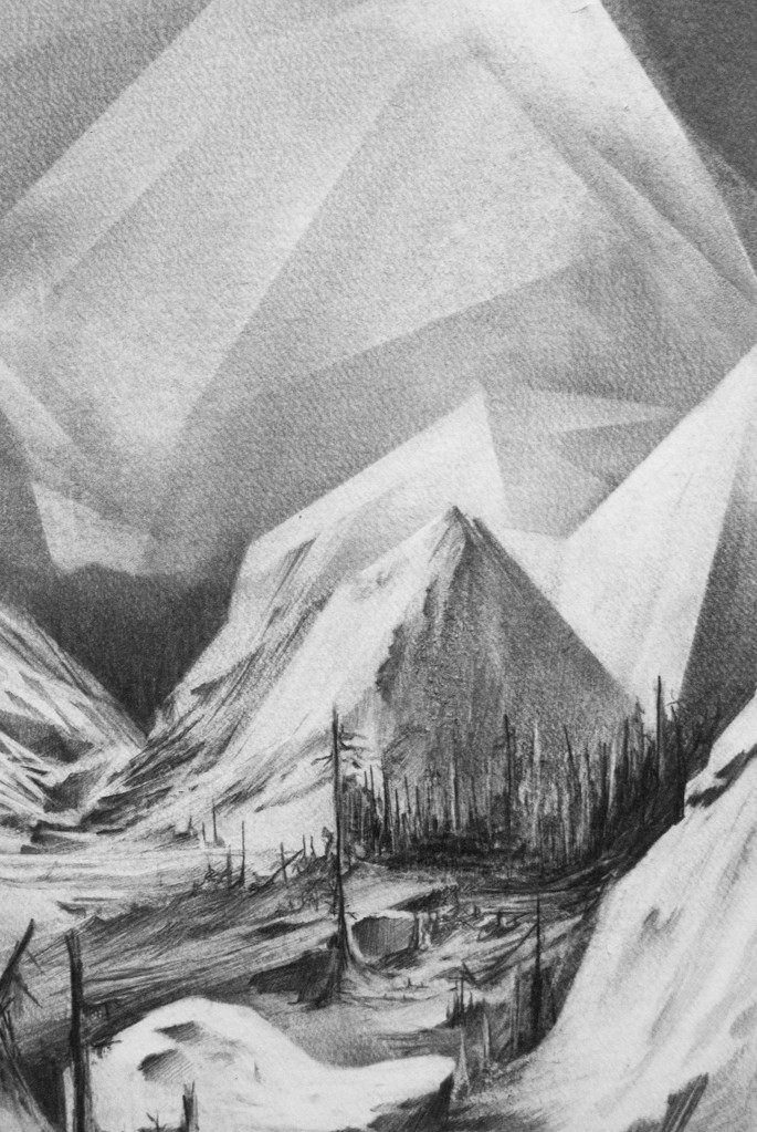 Angélique Lecaille, La chambre au loup (détails), 2014. Dessin à la mine de plomb sur papier montval, 60 cm de diamètre.