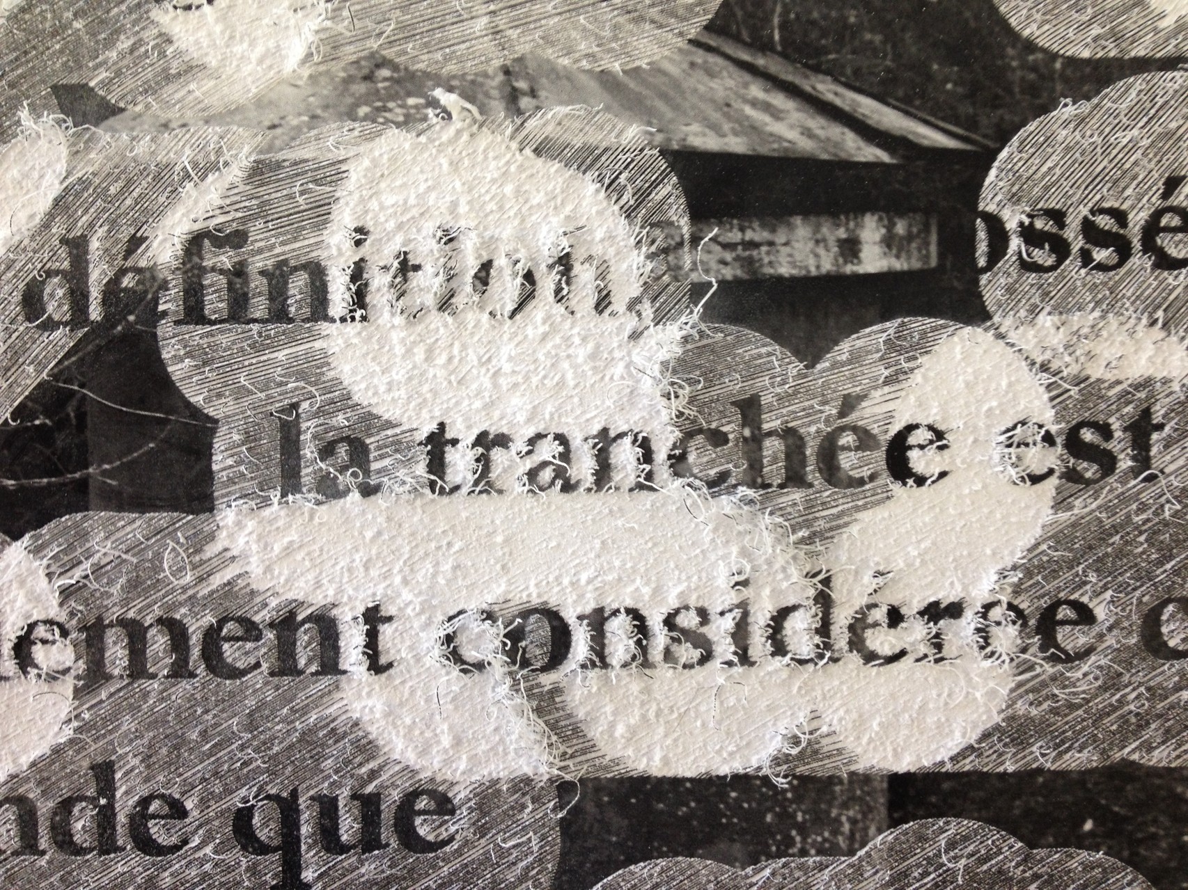 Damien Marchal, Le monologue pragmatique de la conscience : Verdun. Gravure sur impression laser, papier brillant 350g, 2014