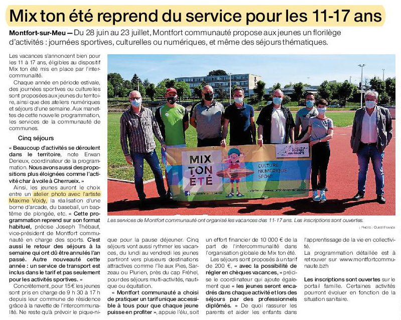 Article Ouest-France du 3 juin 2021