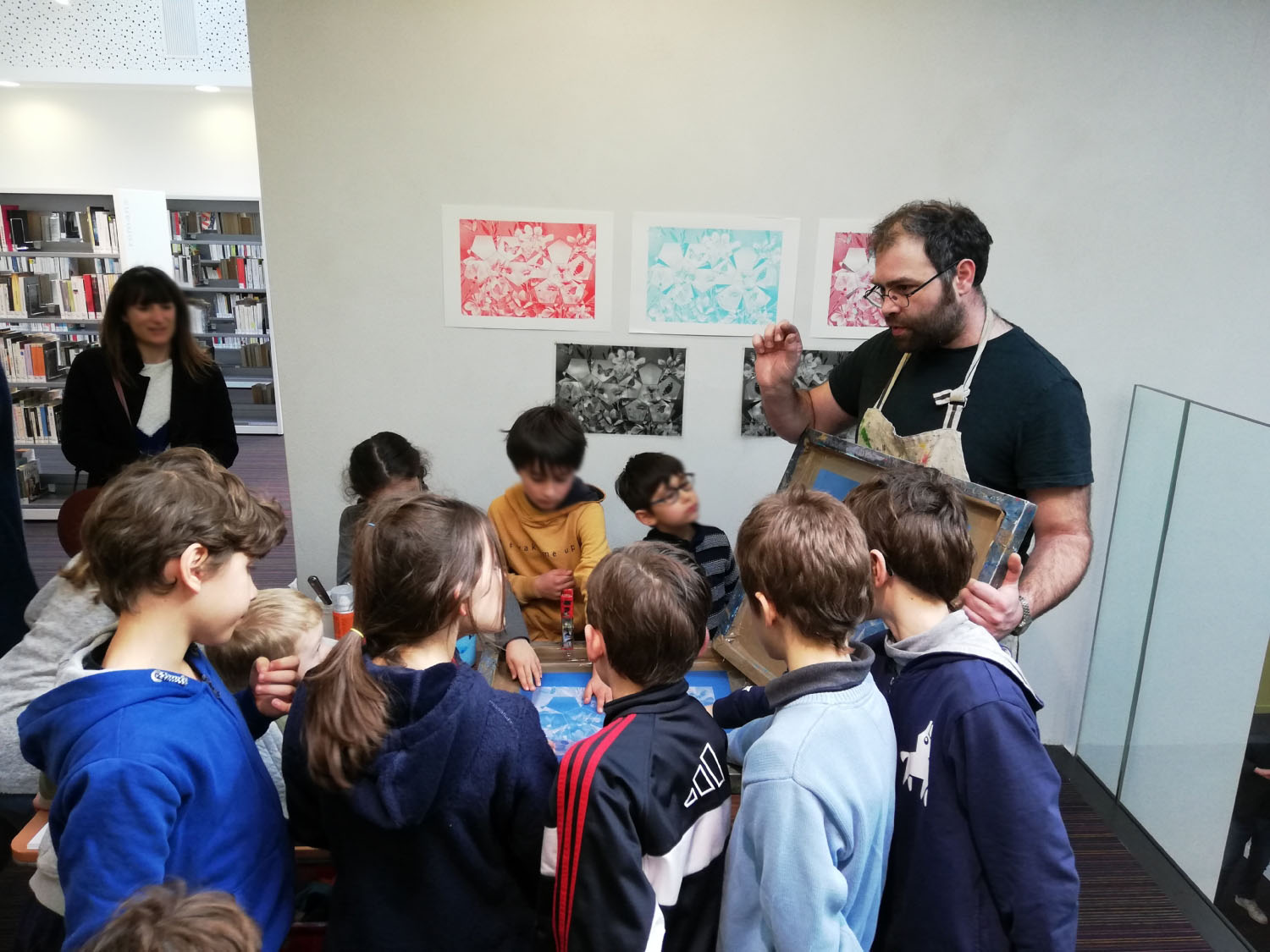 Atelier sérigraphie " La boîte à papillons" avec l'artiste Julien Duporté